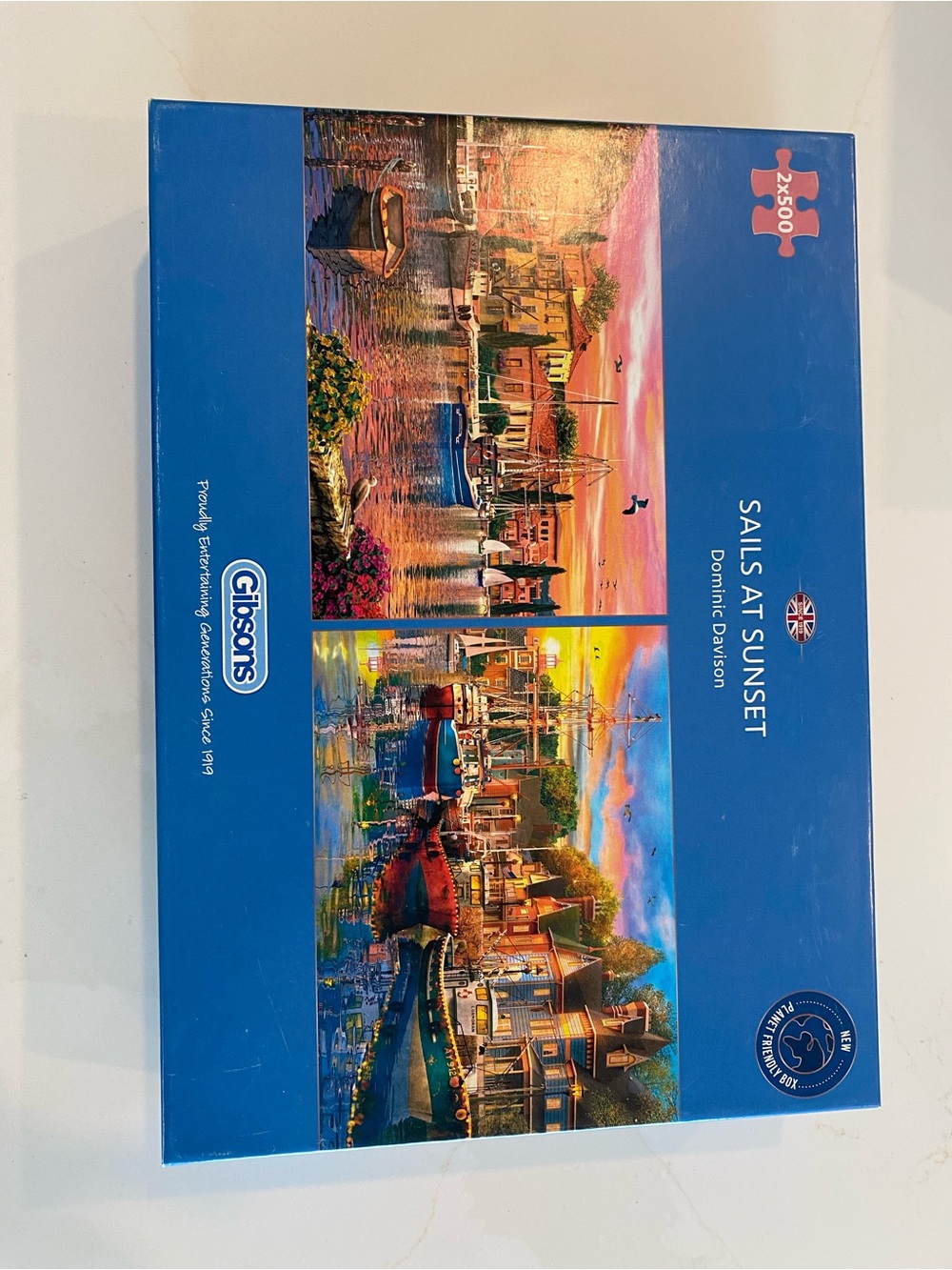 Gibsons Sails at Sunset Puzzle - Blue with Multicolor Artwork
